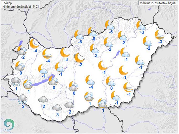Hajnalban -8 fok is lehet 