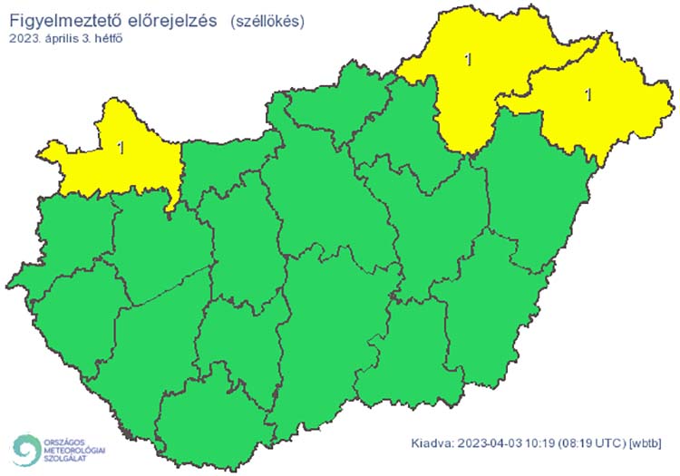 Figyelmeztető előrejelzés - szél