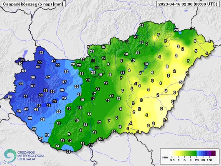 Csapadékösszeg (5 nap)
