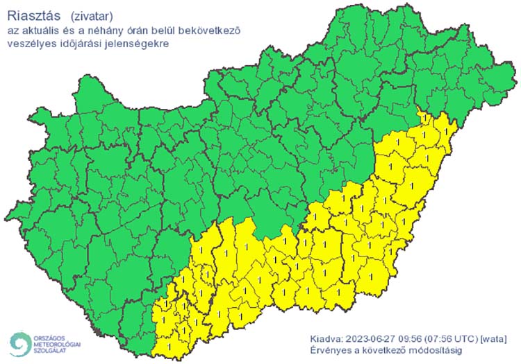 Riasztások zivatarok miatt