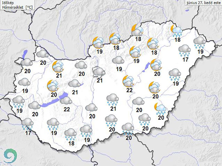 Várható csapadék kedd este