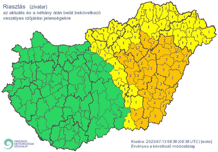 Riasztások zivatarok miatt