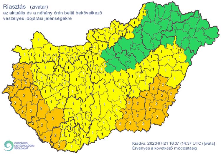 Riasztások zivatarok miatt