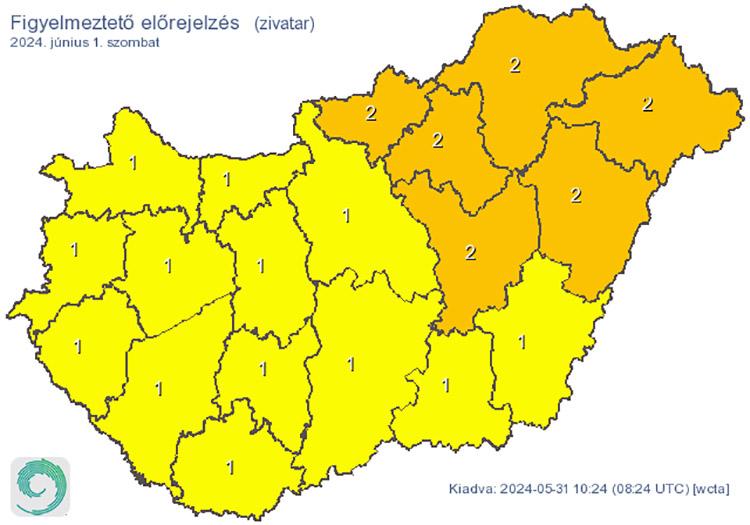 Figyelmeztető előrejelzés - zivatarok