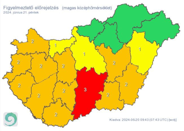 Figyelmeztető előrejelzés - hőség