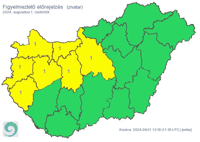 Figyelmeztető előrejelzés - zivatarok