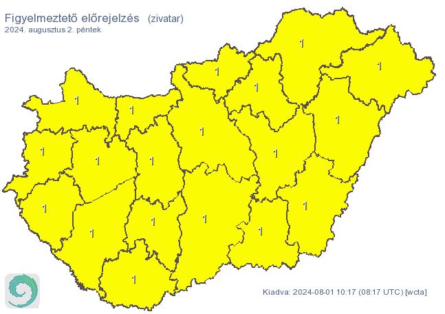 Figyelmeztető előrejelzés - zivatarok