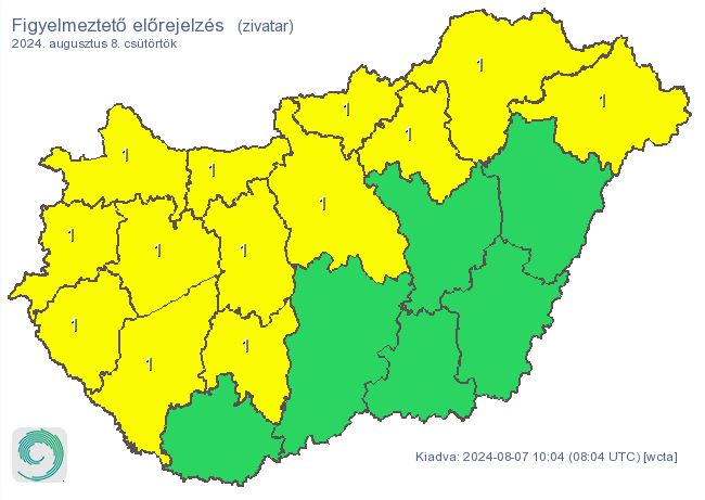 Figyelmeztető előrejelzés - zivatarok