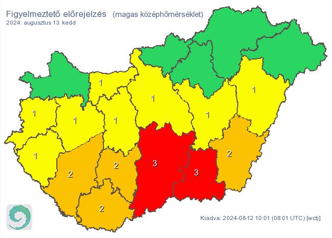 Bács-Kiskun és Csongrád-Csanád vármegyében a napi középhőmérséklet 29 Celsius-fok felett alakulhat kedden 