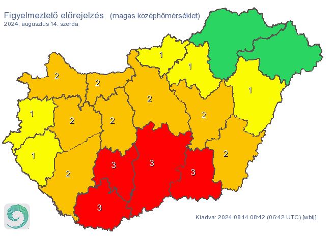 Figyelmeztető előrejelzés - hőség