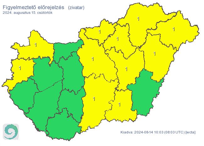 Figyelmeztető előrejelzés - zivatarok