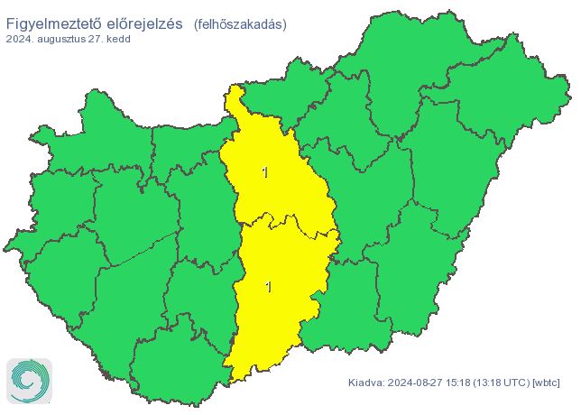 Figyelmeztető előrejelzés - zivatarok