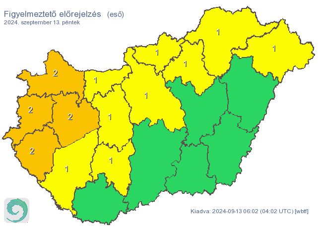 Figyelmeztető előrejelzés - eső