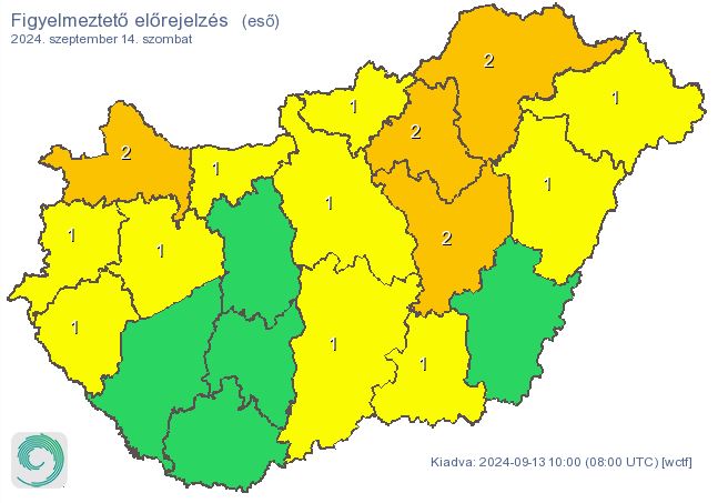 Figyelmeztető előrejelzés - eső