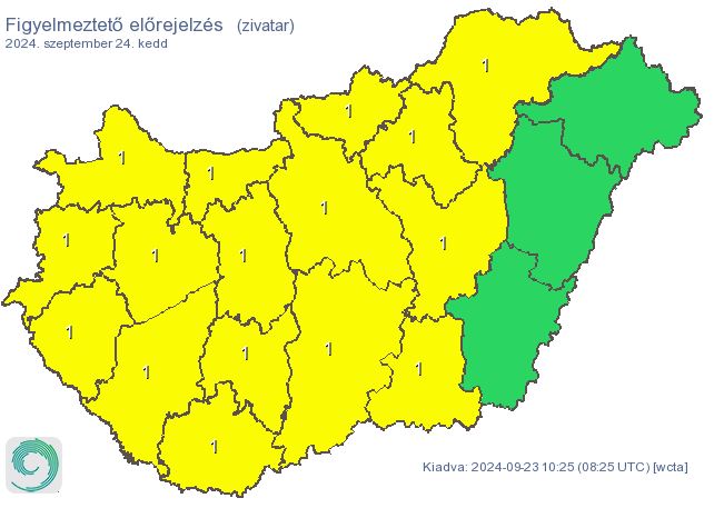 Figyelmeztető előrejelzés - zivatarok