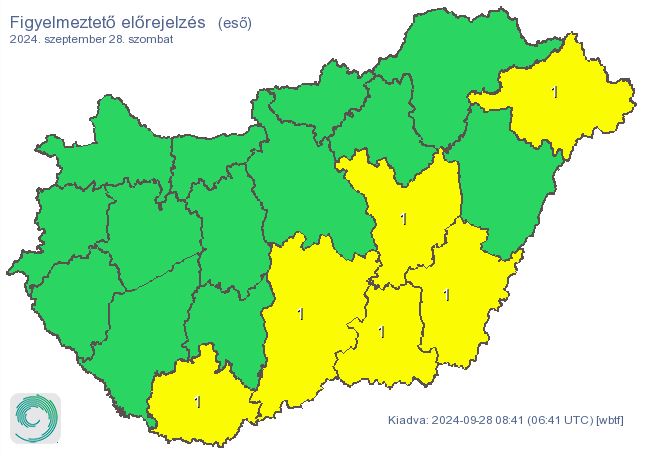 Figyelmeztető előrejelzés - eső