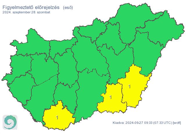 Figyelmeztető előrejelzés - eső