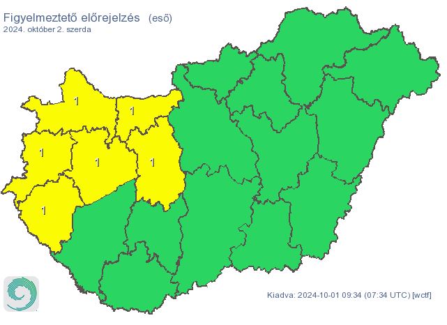 Figyelmeztető előrejelzés - eső