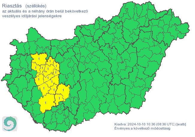 Riasztás széllökések miatt