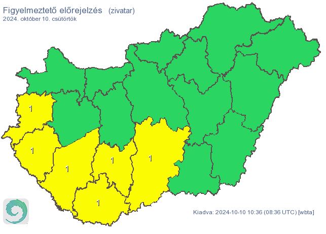 Figyelmeztető előrejelzés - zivatarok