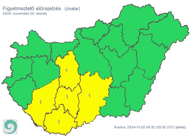 Figyelmeztető előrejelzés - zivatarok